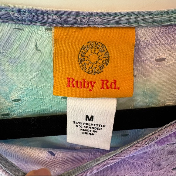 Ruby Rd. Women's Tie-Dye Top -‎ Purple and Green Size Medium Blouse - Picture 3 of 6